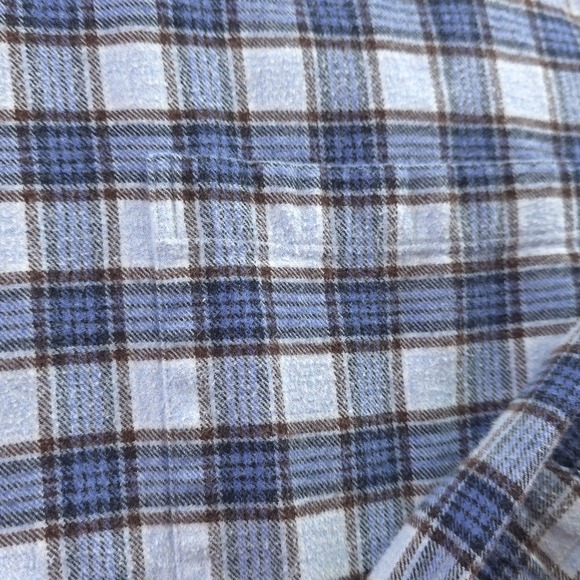 Orvis Luxury Flannel Shirt Large Blue Check Long Sleeve Button Down Cotton - Picture 3 of 8